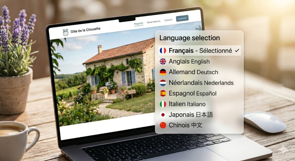 Sélecteur de langues sur un site de gîte