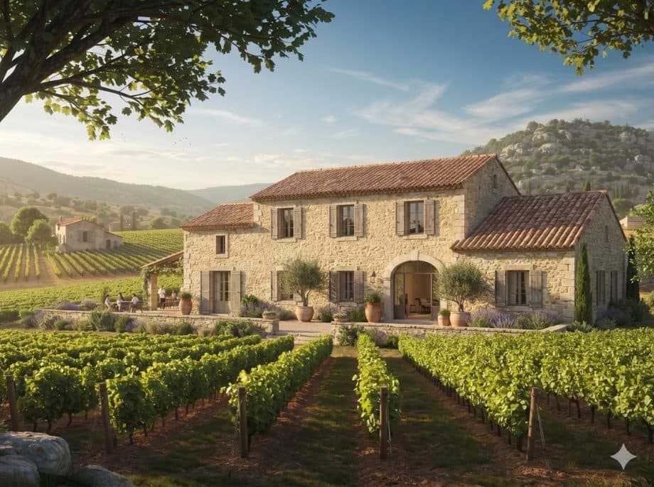 Demeure entourée de vignes pour l'œnotourisme haut de gamme.