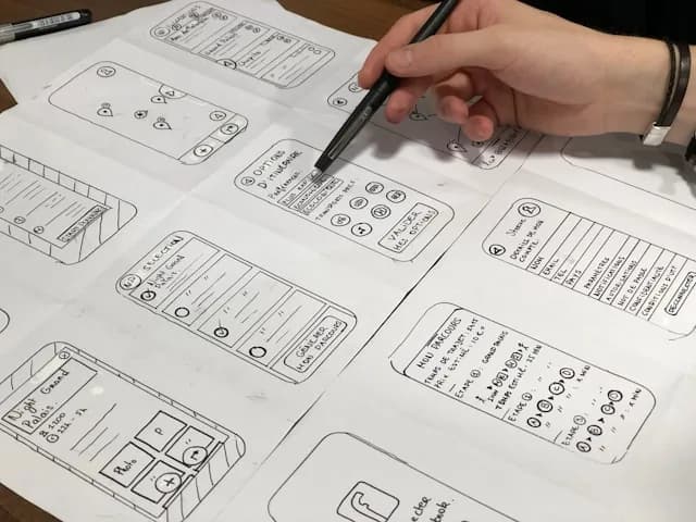 Croquis d'interface mobile pour améliorer l'ergonomie.